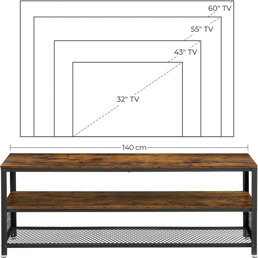 Buy Industrial TV Stand 60 Inches, Rustic Brown discounted | Products On Sale Australia