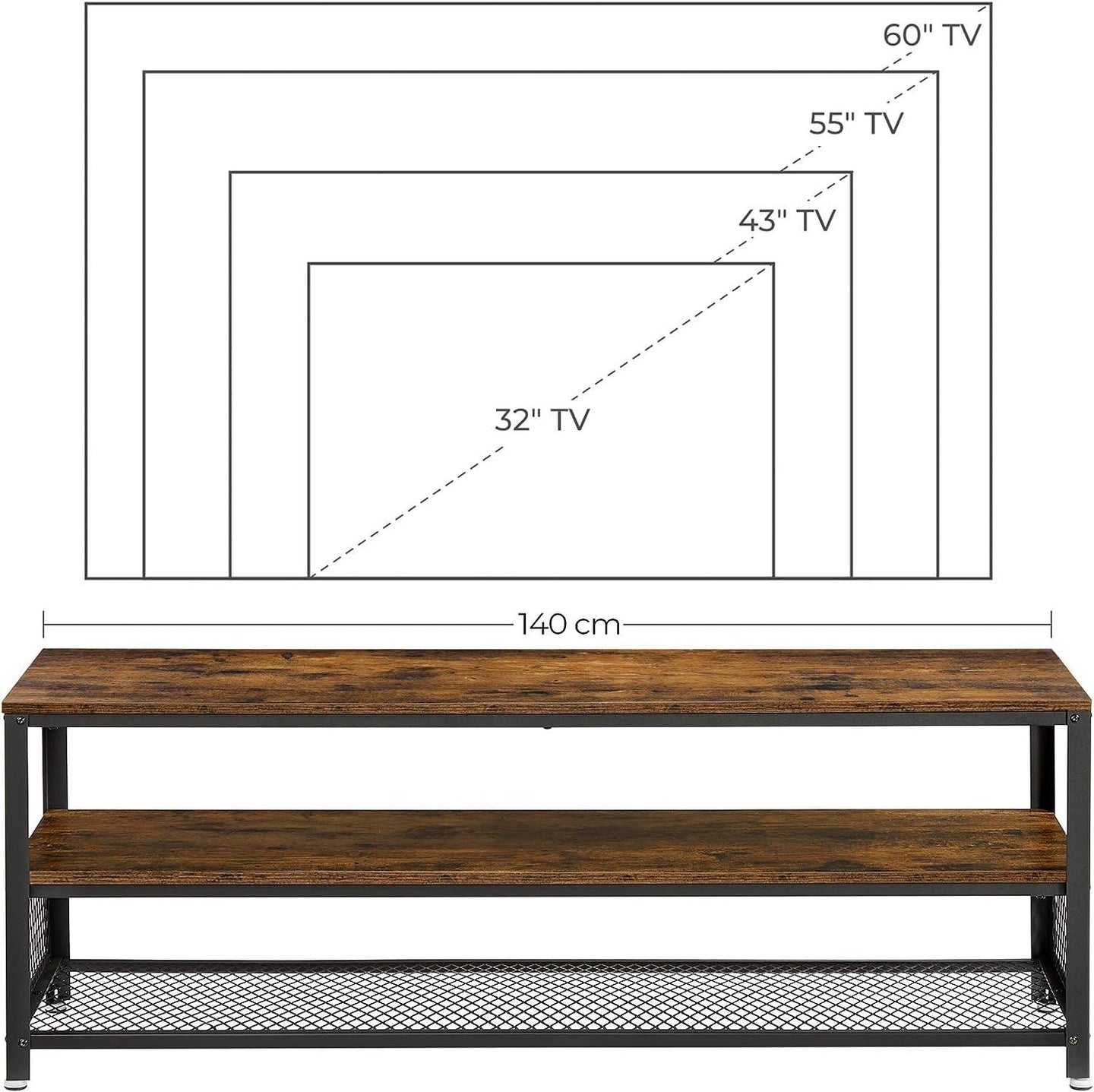 Buy Industrial TV Stand 60 Inches, Rustic Brown discounted | Products On Sale Australia