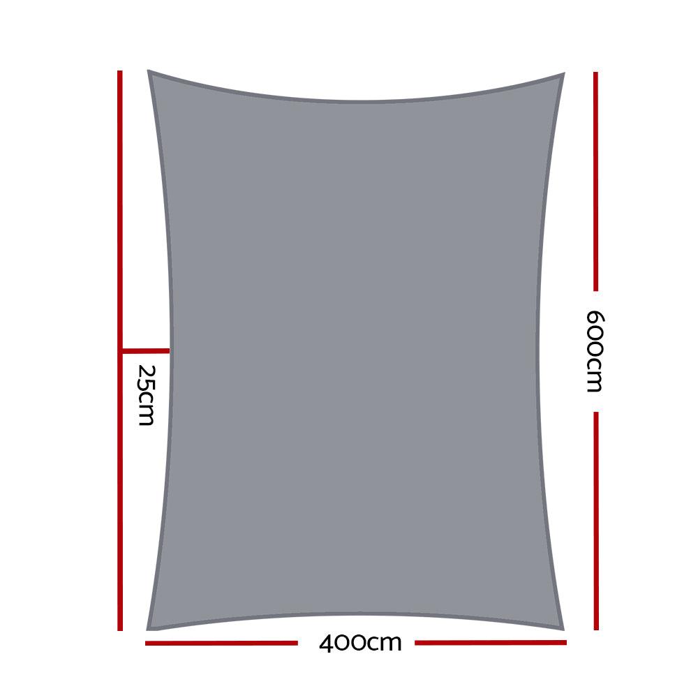 Buy Instahut Shade Sail 4x6m Rectangle 280GSM 98% Grey Shade Cloth discounted | Products On Sale Australia