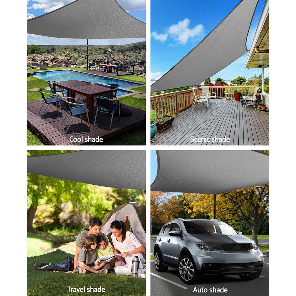 Buy Instahut Shade Sail 4x6m Rectangle 280GSM 98% Grey Shade Cloth discounted | Products On Sale Australia