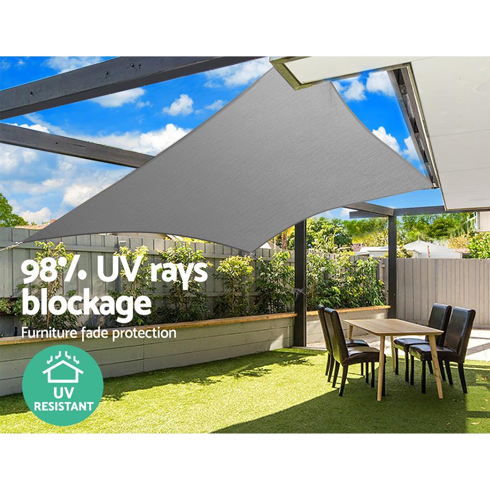 Buy Instahut Shade Sail 4x6m Rectangle 280GSM 98% Grey Shade Cloth discounted | Products On Sale Australia