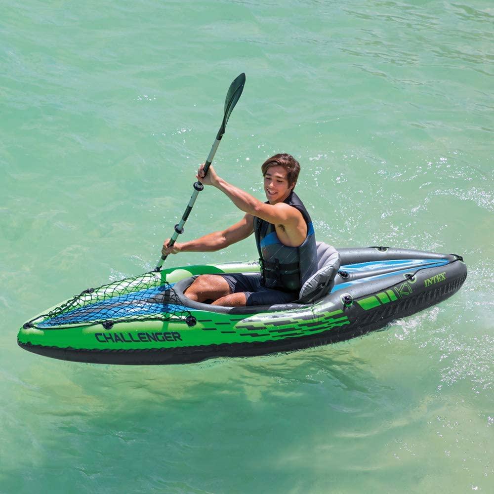 Buy Intex Sports Challenger K1 Inflatable Kayak 1 Seat Floating Boat Oars River Lake 68305NP discounted | Products On Sale Australia