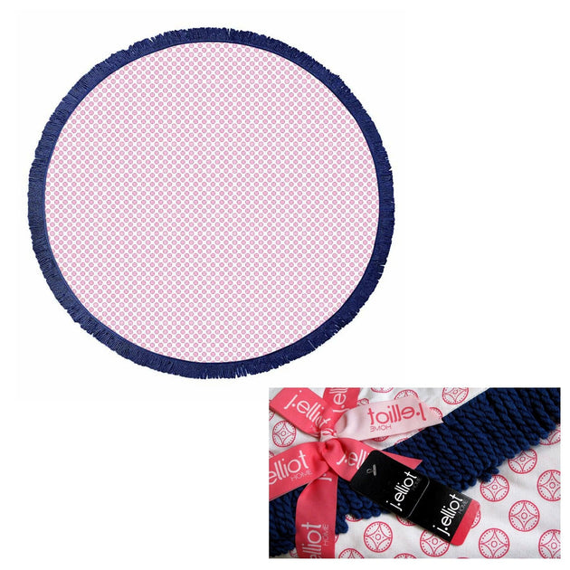 Buy J.Elliot Home Koel Round Cotton Turkish Towel Pink/ Navy discounted | Products On Sale Australia