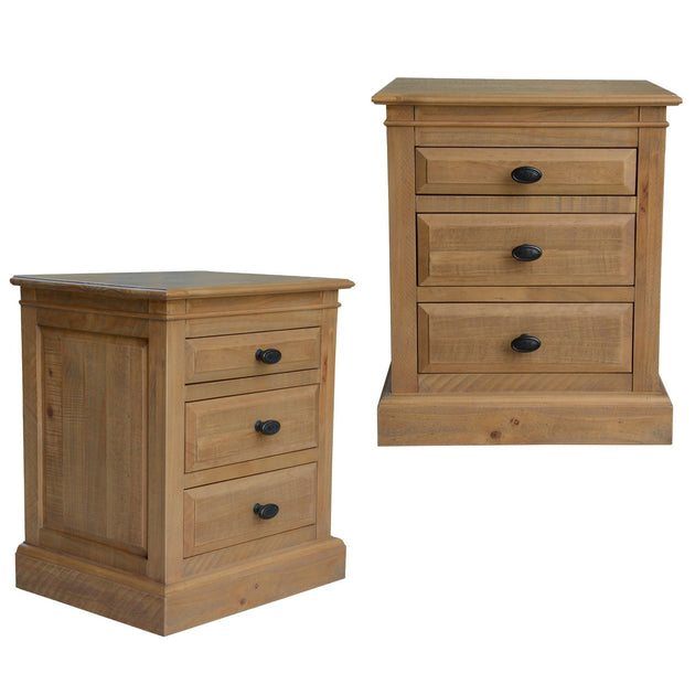 Buy Jade Set of 2 Bedside Table 3 Drawers Storage Cabinet Nightstand - Natural discounted | Products On Sale Australia