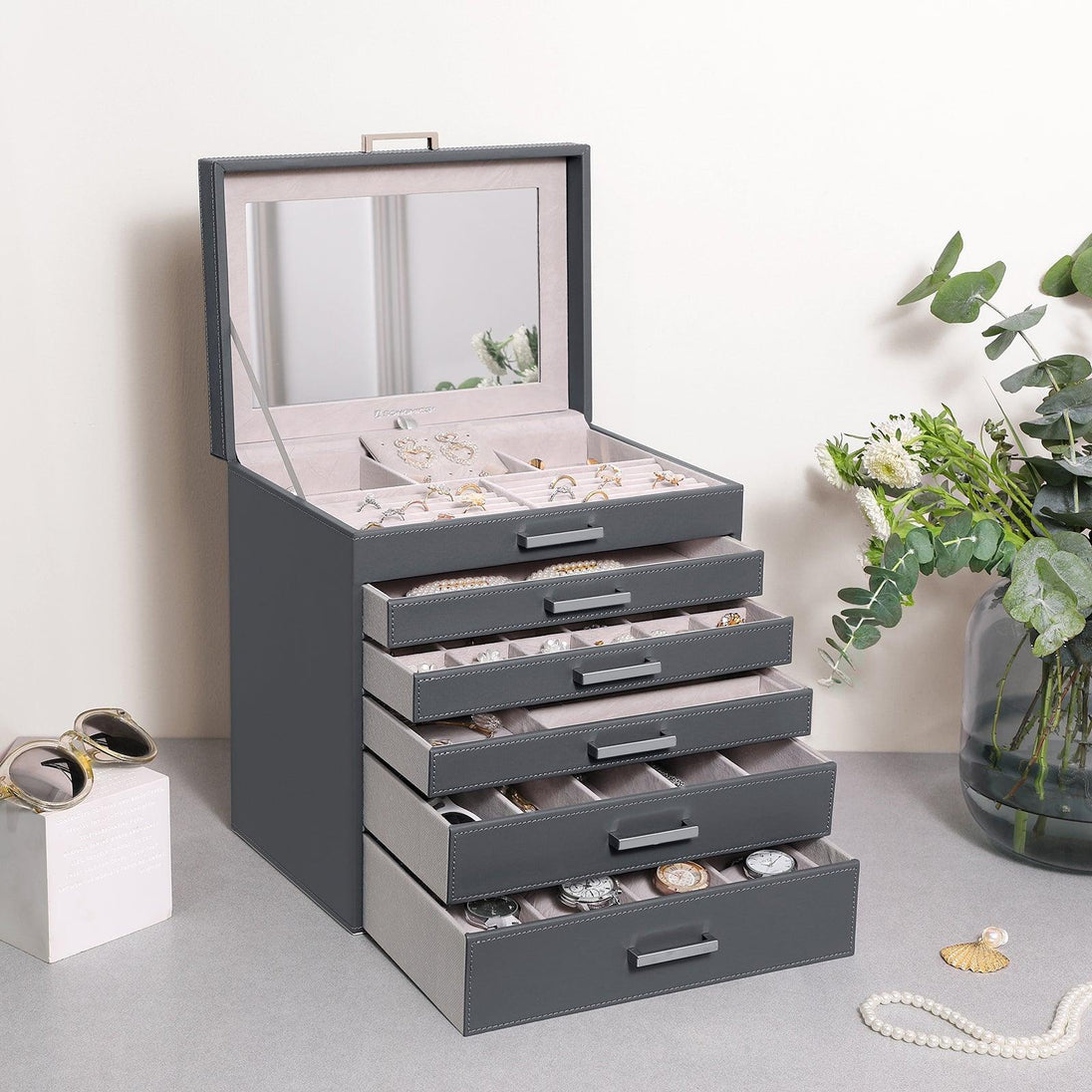 Buy Jewellery Grey Box, 6 Layers, 5 Drawers discounted | Products On Sale Australia