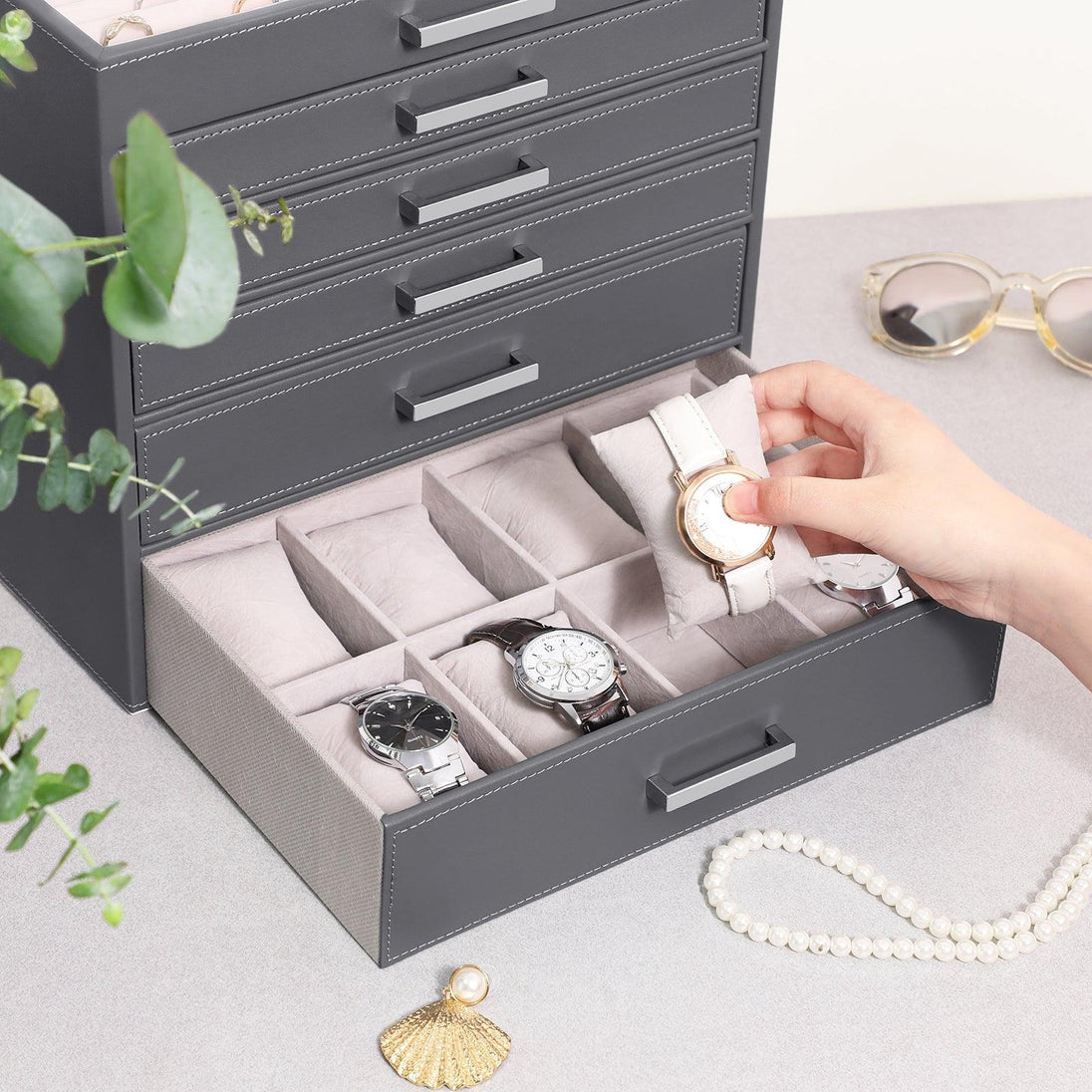 Buy Jewellery Grey Box, 6 Layers, 5 Drawers discounted | Products On Sale Australia