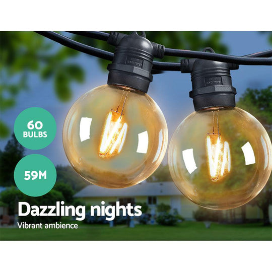 Buy Jingle Jollys 59m LED Festoon Lights Sting Lighting Kits Wedding Outdoor Party discounted | Products On Sale Australia