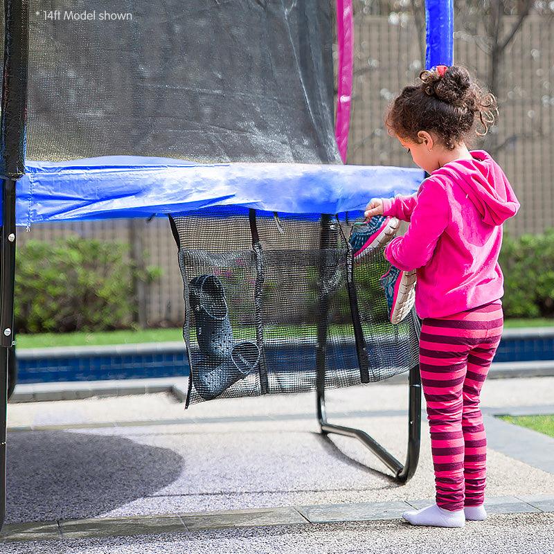 Buy Kahuna 12ft Outdoor Trampoline Kids Children With Safety Enclosure Pad Mat Ladder Basketball Hoop Set - Rainbow discounted | Products On Sale Australia