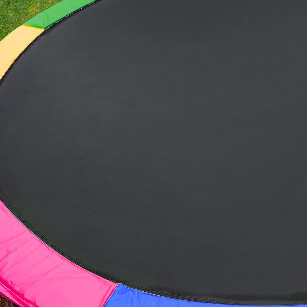 Buy Kahuna 12ft Outdoor Trampoline Kids Children With Safety Enclosure Pad Mat Ladder Basketball Hoop Set - Rainbow discounted | Products On Sale Australia