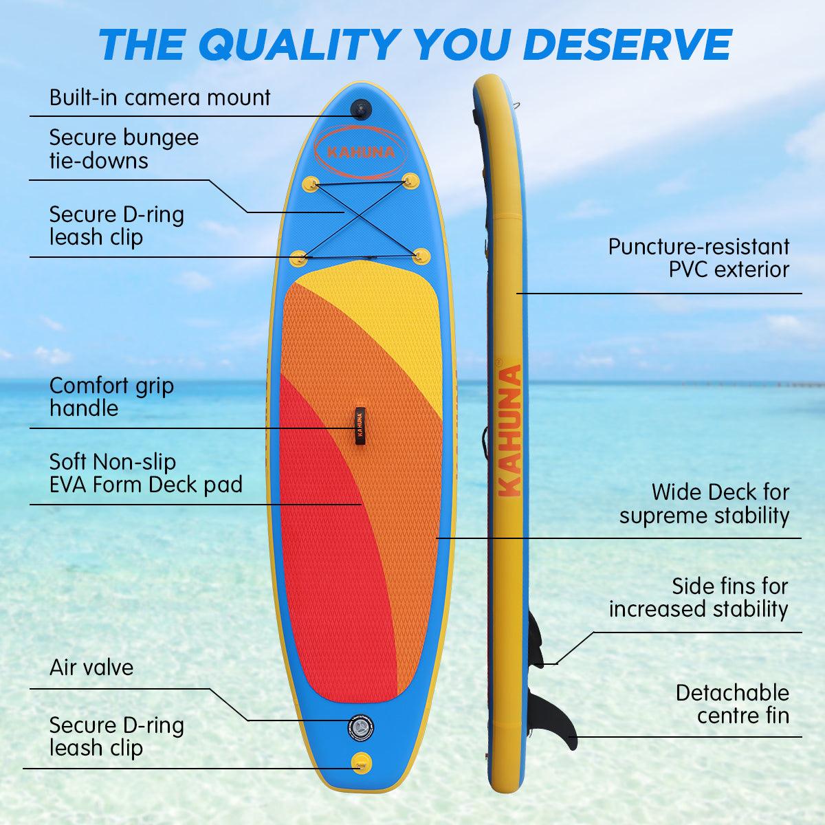 Buy Kahuna Hana Inflatable Stand Up Paddle Board 10FT w/ iSUP Accessories discounted | Products On Sale Australia