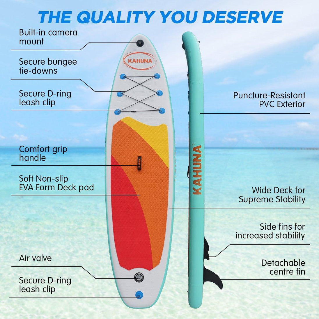 Buy Kahuna Hana Inflatable Stand Up Paddle Board 11FT SUP Paddleboard discounted | Products On Sale Australia