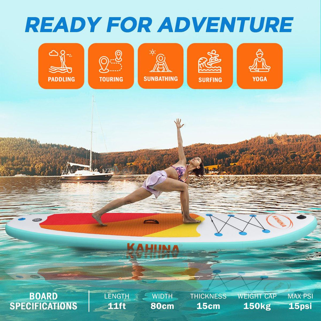 Buy Kahuna Hana Inflatable Stand Up Paddle Board 11FT SUP Paddleboard discounted | Products On Sale Australia