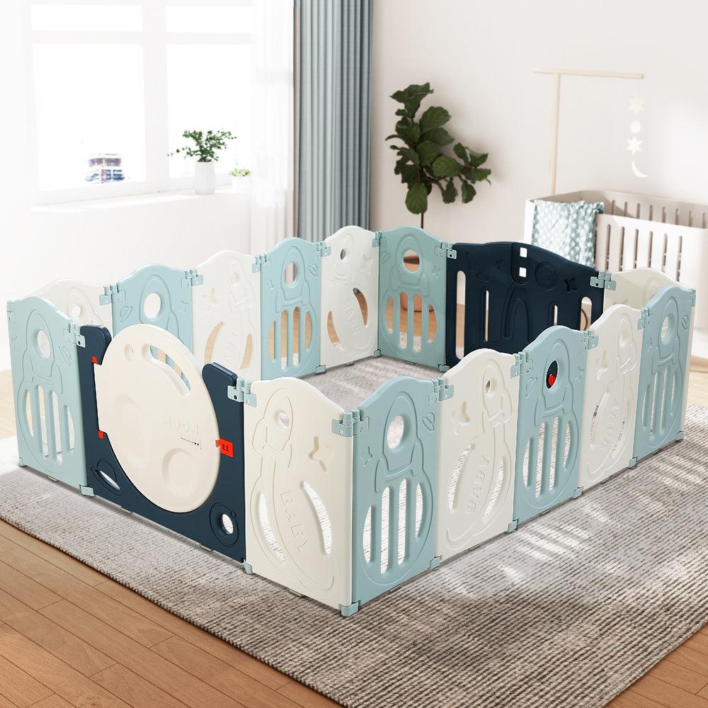 Buy Keezi Baby Playpen 16 Panels Foldable Toddler Fence Safety Play Activity Barrier discounted | Products On Sale Australia