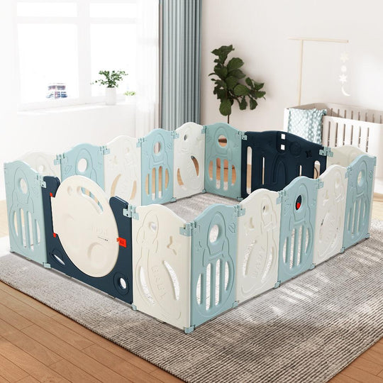 Buy Keezi Baby Playpen 16 Panels Foldable Toddler Fence Safety Play Activity Barrier discounted | Products On Sale Australia