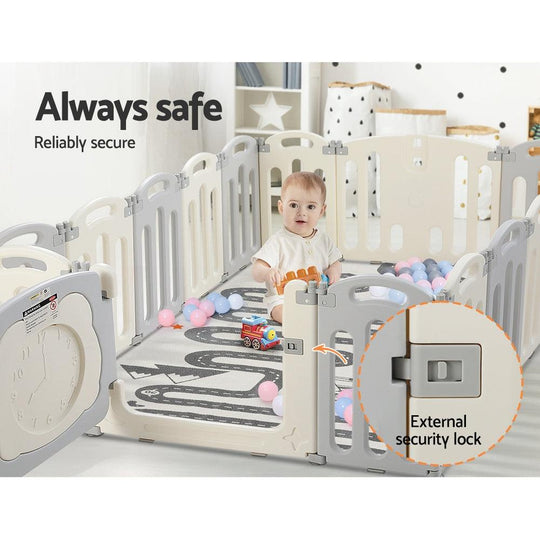 Buy Keezi Baby Playpen 16 Panels Foldable Toddler Fence Safety Play Activity Centre discounted | Products On Sale Australia