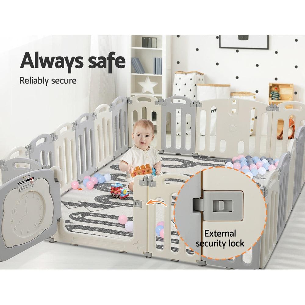 Buy Keezi Baby Playpen 20 Panels Foldable Toddler Fence Safety Play Activity Centre discounted | Products On Sale Australia