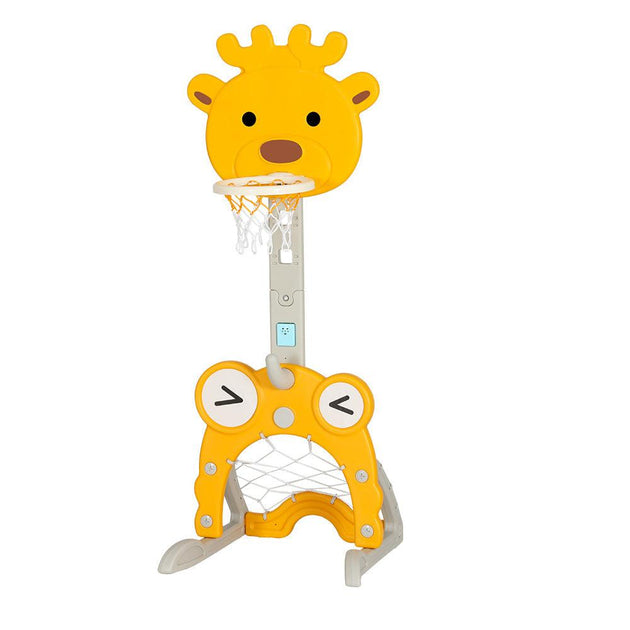 Buy Keezi Kids Basketball Hoop Stand Adjustable 5-in-1 Sports Center Toys Set Yellow discounted | Products On Sale Australia