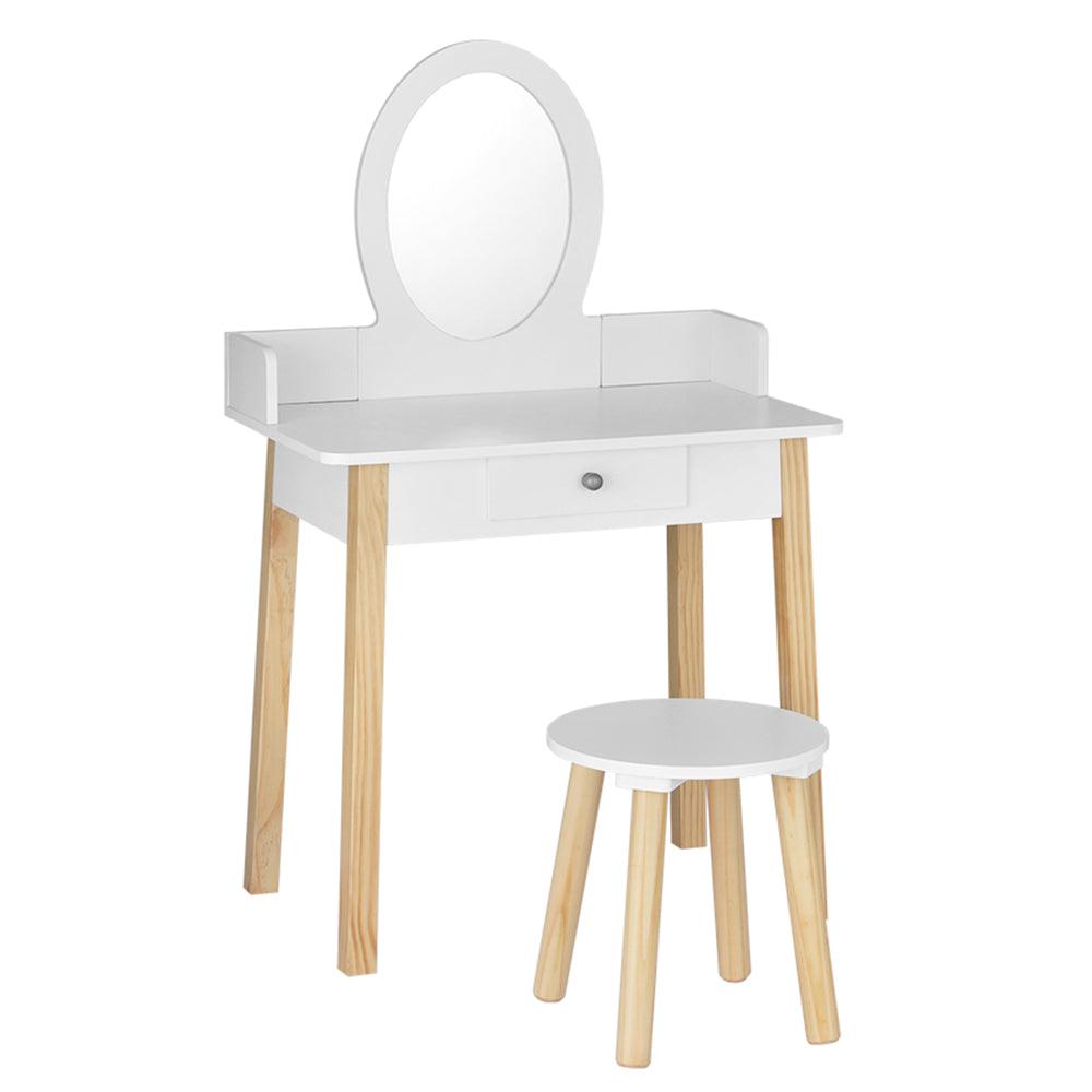 Buy Keezi Kids Dressing Table Chair Set Wooden Leg Vanity Makeup Drawer Mirror discounted | Products On Sale Australia