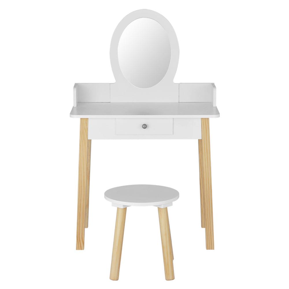 Buy Keezi Kids Dressing Table Chair Set Wooden Leg Vanity Makeup Drawer Mirror discounted | Products On Sale Australia