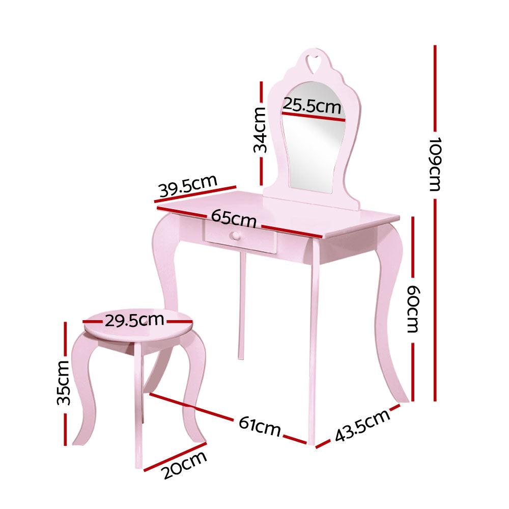 Buy Keezi Kids Dressing Table Stool Set Vanity Mirror Princess Children Makeup Pink discounted | Products On Sale Australia