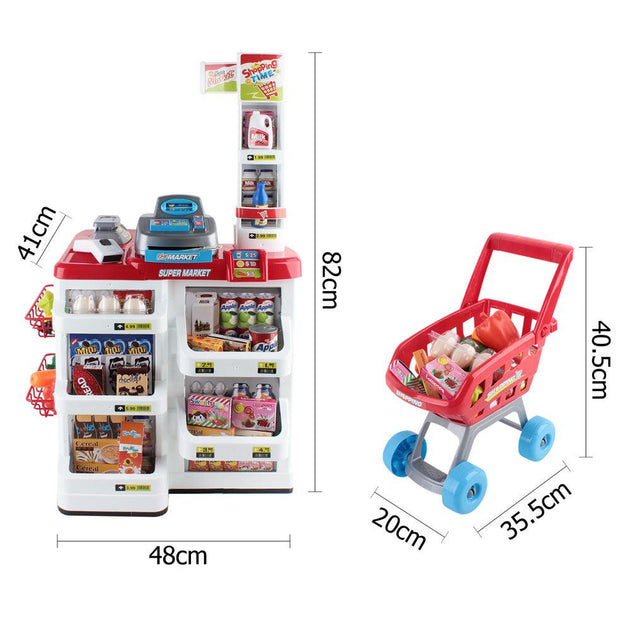 Keezi Kids Pretend Role Play Supermarket 24 Piece Playset Cash Register Trolley Products On Sale Australia | Baby & Kids > Toys Category