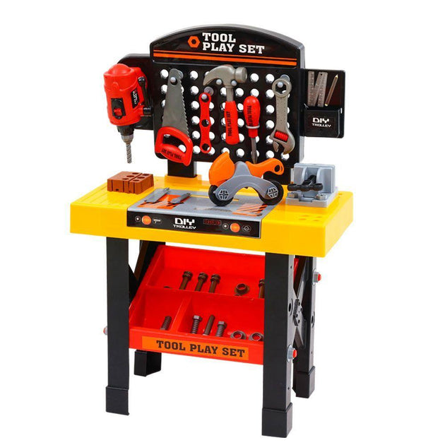 Buy Keezi Kids Pretend Workbench DIY Tools 54 Piece Children Role Play Toys Black | Products On Sale Australia