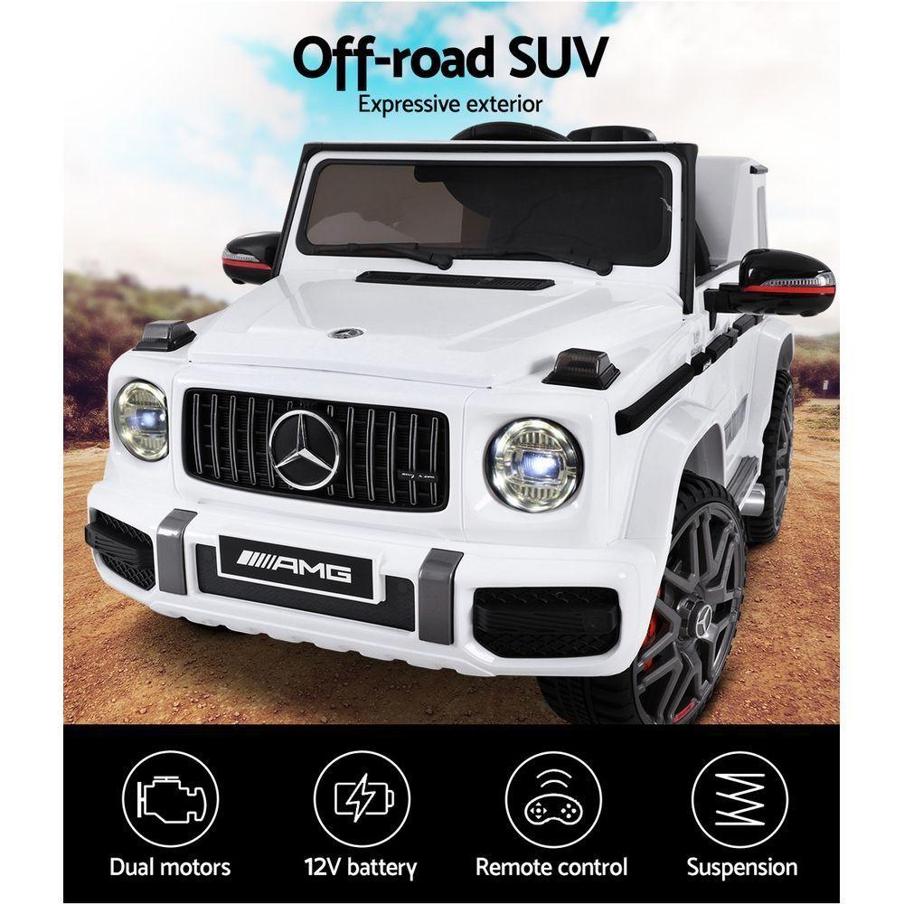 Buy Kids Electric Ride On Car Mercedes-Benz Licensed AMG G63 Toy Cars Remote White discounted | Products On Sale Australia