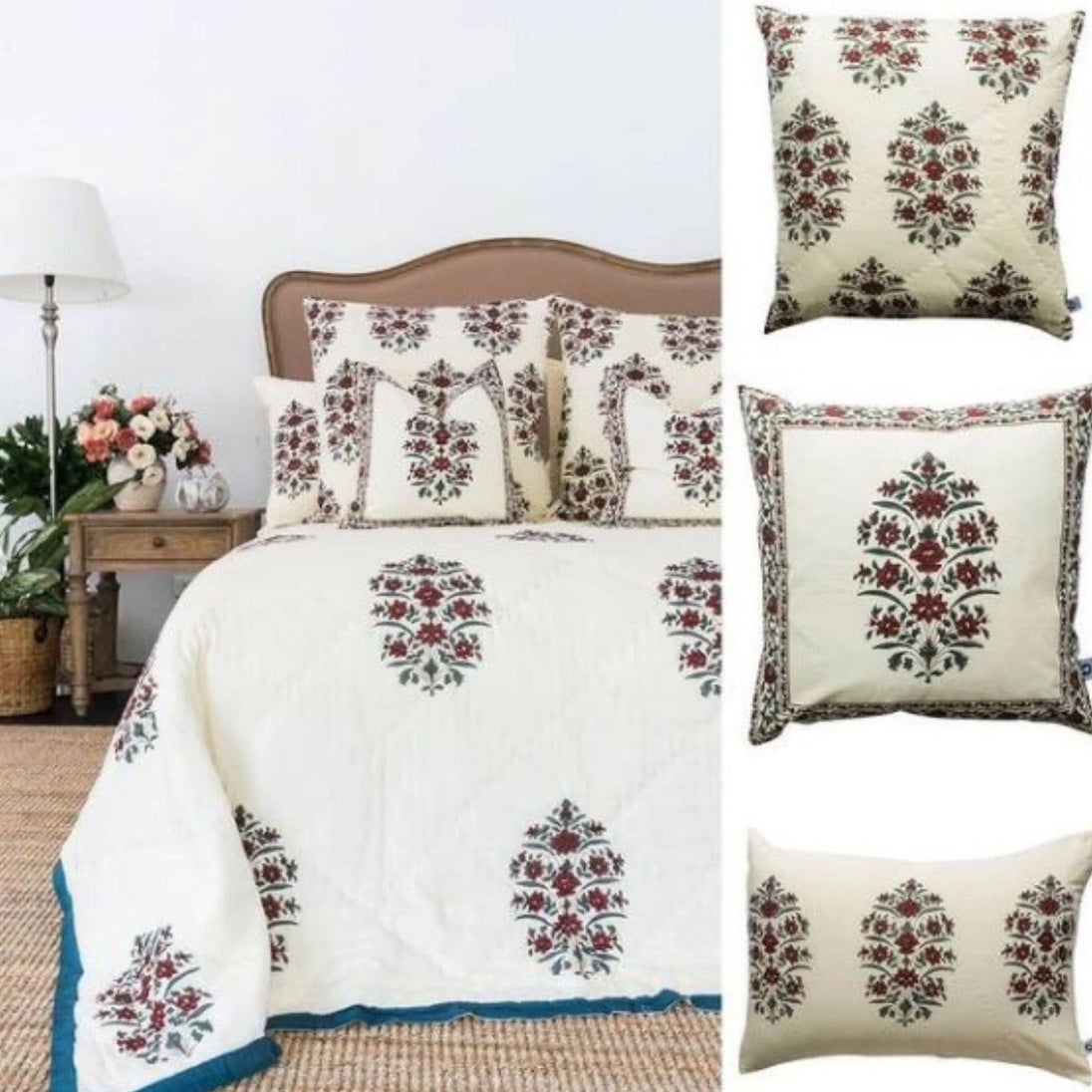 Buy Kolka Cotton Gulbahar Quilted Euro Sham Superior Quality High Durable - Ruby discounted | Products On Sale Australia