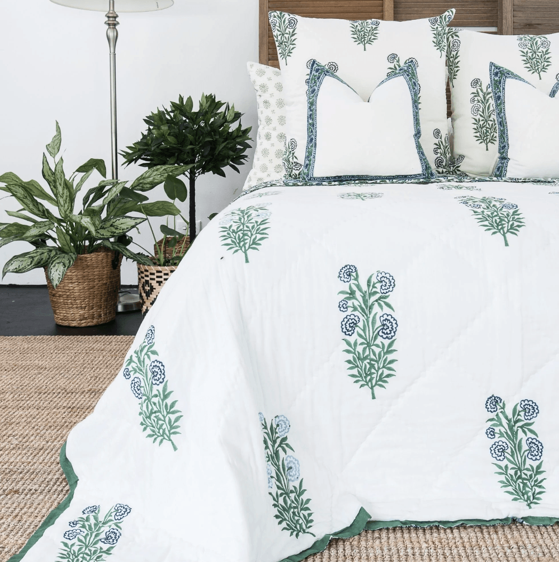 Buy Kolka Iris Quilted Euro Sham Set Super Quality Cotton Quilted Front - Green discounted | Products On Sale Australia