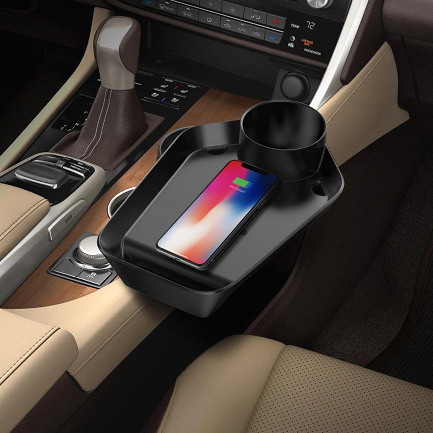 Buy Kustom 10W Car Cup Holder Extension Fast Wireless Charger Tray discounted | Products On Sale Australia