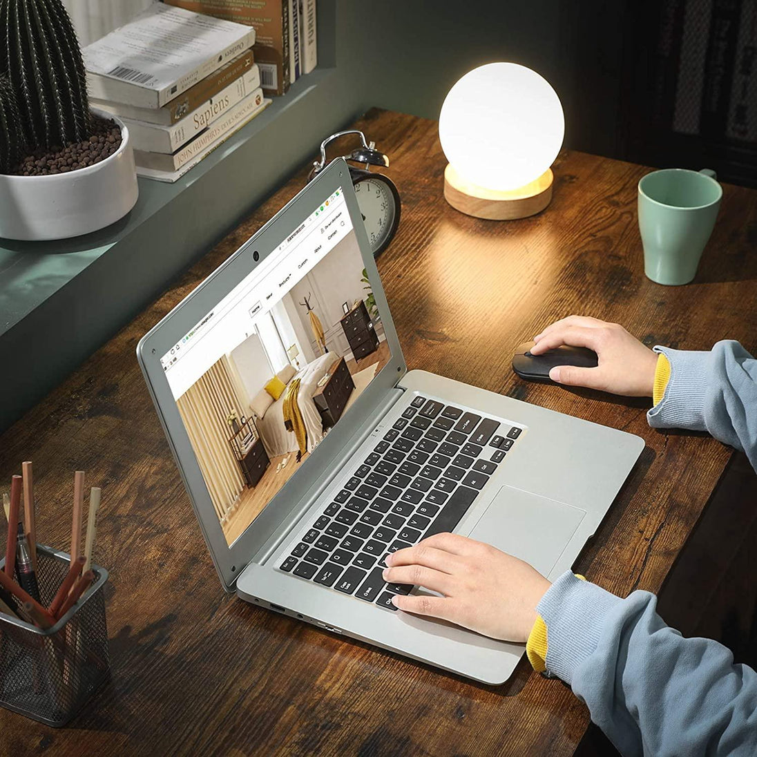 Buy L-Shaped Computer Desk, Rustic Brown and Black discounted | Products On Sale Australia