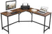 Buy L-Shaped Computer Desk, Rustic Brown and Black discounted | Products On Sale Australia