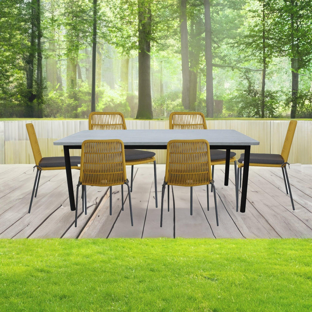 Buy Lara 7pc Set 180cm Outdoor Dining Table 6 Chair Glass Concrete Top discounted | Products On Sale Australia