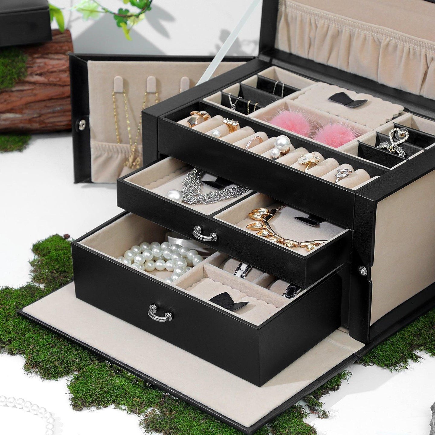 Buy Lockable Jewelry Box 3-Tier Display Case discounted | Products On Sale Australia