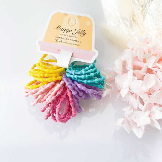 MANGO JELLY Kids Hair Ties (3cm) - Bamboo Candy -Twin Pack Products On Sale Australia | Women's Fashion > Accessories Category