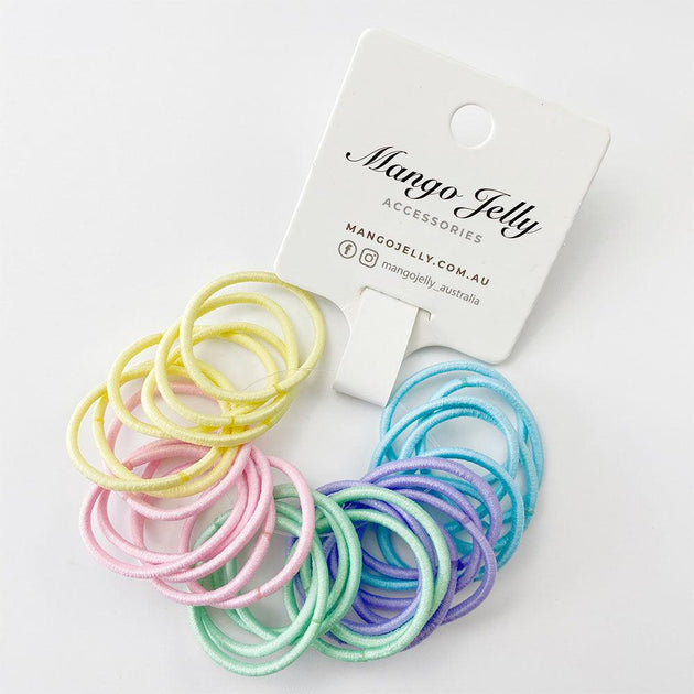 Buy MANGO JELLY Kids Hair Ties (3cm) - Classic Soft Pastel - One Pack discounted | Products On Sale Australia