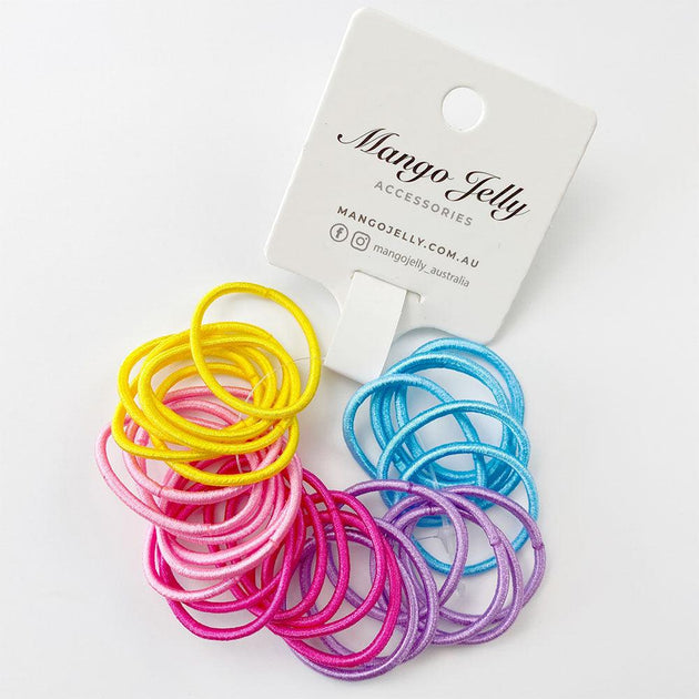 MANGO JELLY Kids Hair Ties (3cm) - Classic Summer Bright -Twin Pack Products On Sale Australia | Women's Fashion > Accessories Category