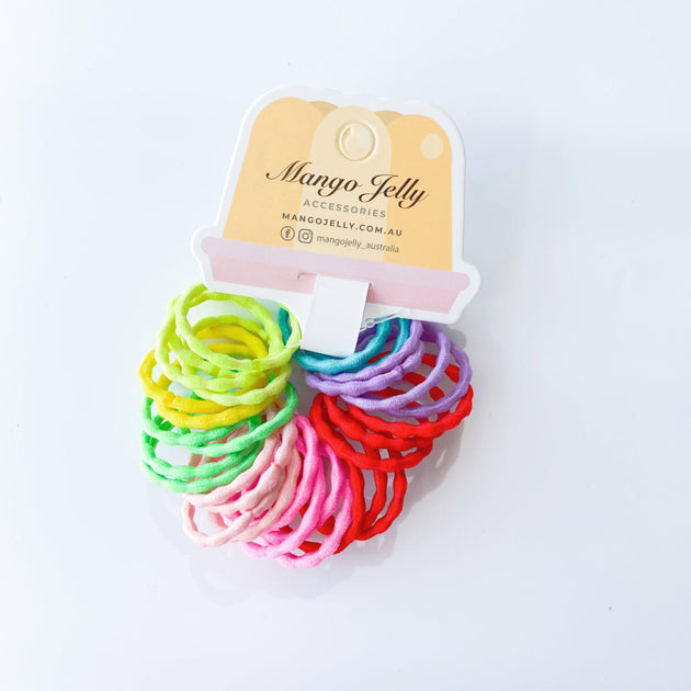 Buy MANGO JELLY Kids Hair Ties (3cm) - Silky Pop Mixed -Twin Pack discounted | Products On Sale Australia