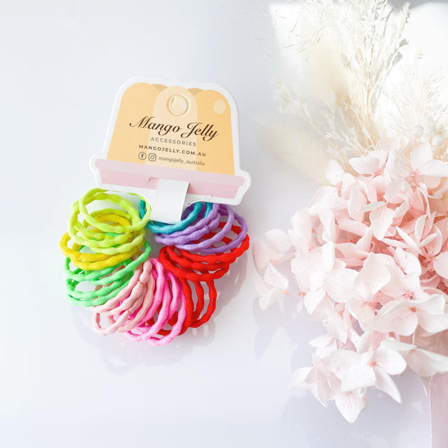 MANGO JELLY Kids Hair Ties (3cm) - Silky Pop Mixed -Twin Pack Products On Sale Australia | Women's Fashion > Accessories Category