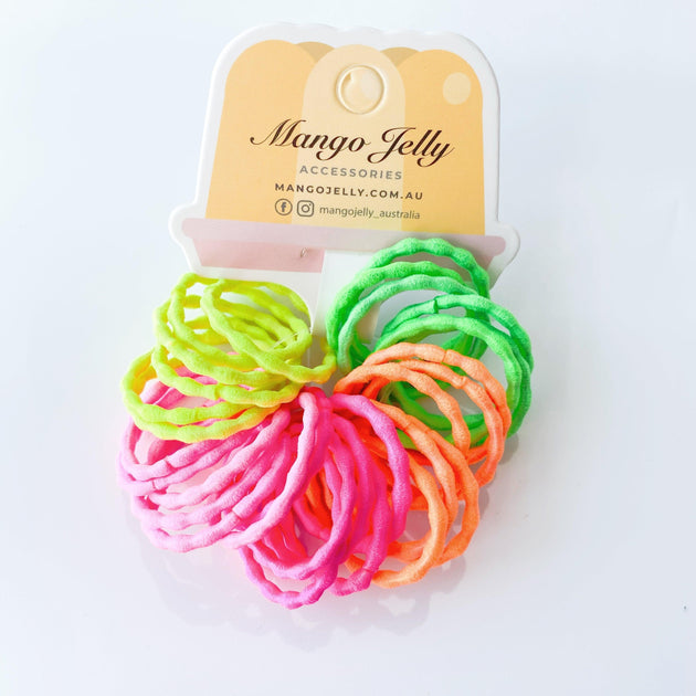 Buy MANGO JELLY Kids Hair Ties (3cm) - Silky Pop Neon - One Pack discounted | Products On Sale Australia