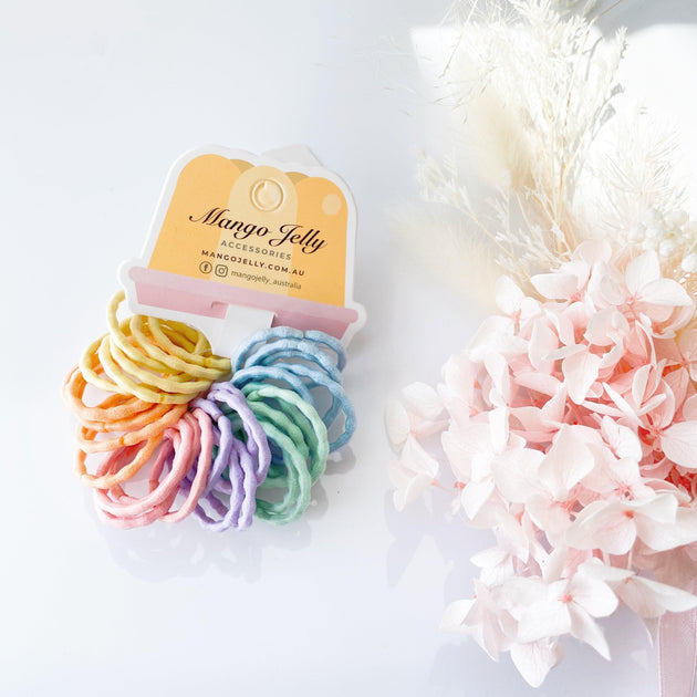 MANGO JELLY Kids Hair Ties (3cm) - Silky Pop Pastel -Twin Pack Products On Sale Australia | Women's Fashion > Accessories Category
