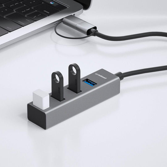 Buy mbeat 4-Port USB 3.0 Hub with 2-in-1 USB 3.0 & USB-C Converter - Space Grey discounted | Products On Sale Australia