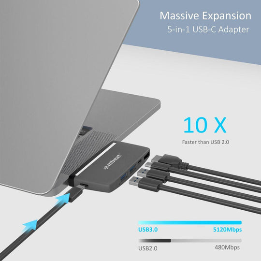 Buy mbeat Essential Pro 5-in-1 USB- C Hub ( 4K HDMI Video, USB-C PD Pass Through Charging, USB 3.0 x 2, USB-C x 1) discounted | Products On Sale Australia