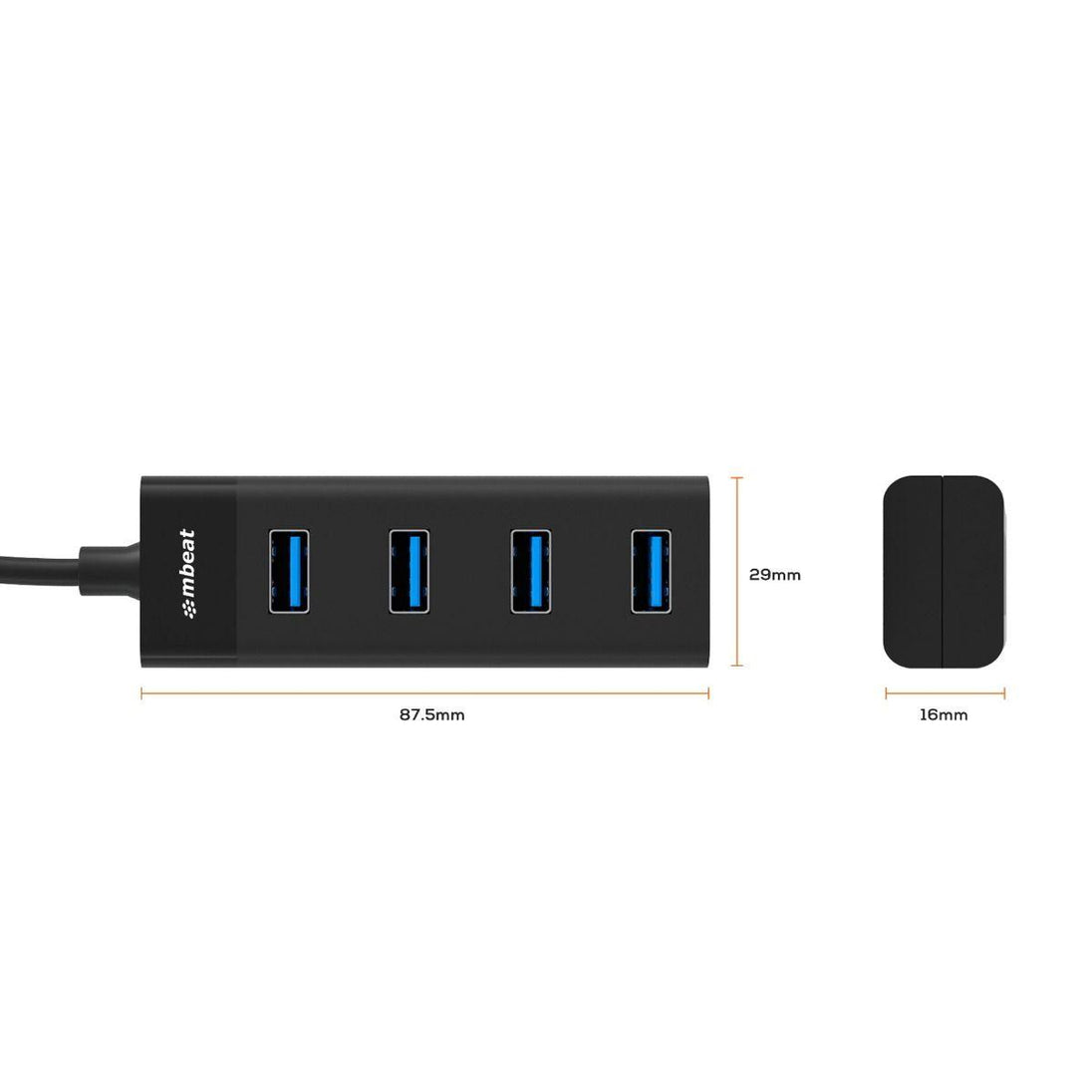 Buy mbeat USB-C to 4-Port 3.0 Hub - Black discounted | Products On Sale Australia