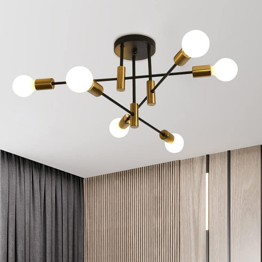 Buy Mid Century Chandelier Modern, 6-Light , Black & Gold discounted | Products On Sale Australia