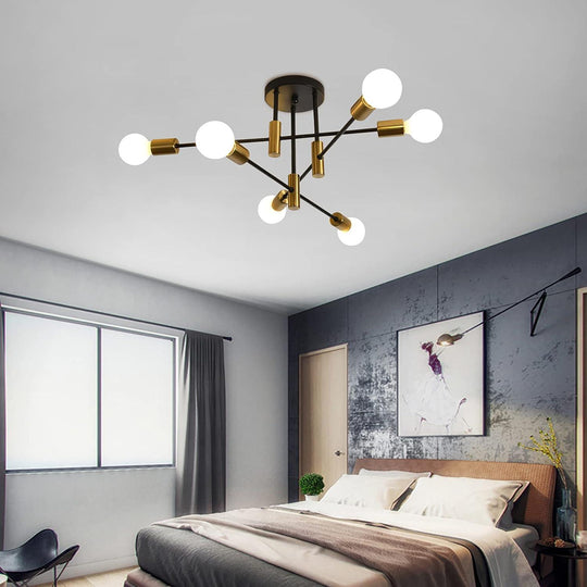 Buy Mid Century Chandelier Modern, 6-Light , Black & Gold discounted | Products On Sale Australia