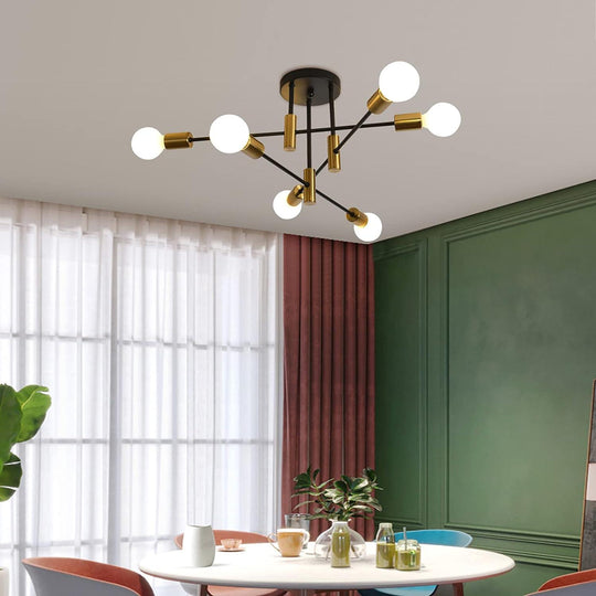 Buy Mid Century Chandelier Modern, 6-Light , Black & Gold discounted | Products On Sale Australia