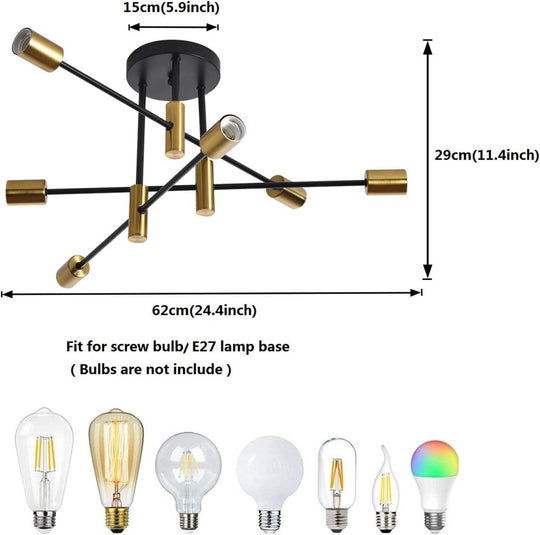 Buy Mid Century Chandelier Modern, 6-Light , Black & Gold discounted | Products On Sale Australia