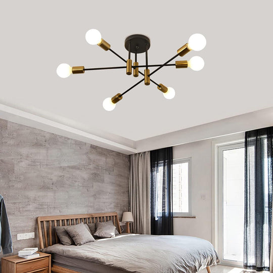 Buy Mid Century Chandelier Modern, 6-Light , Black & Gold discounted | Products On Sale Australia