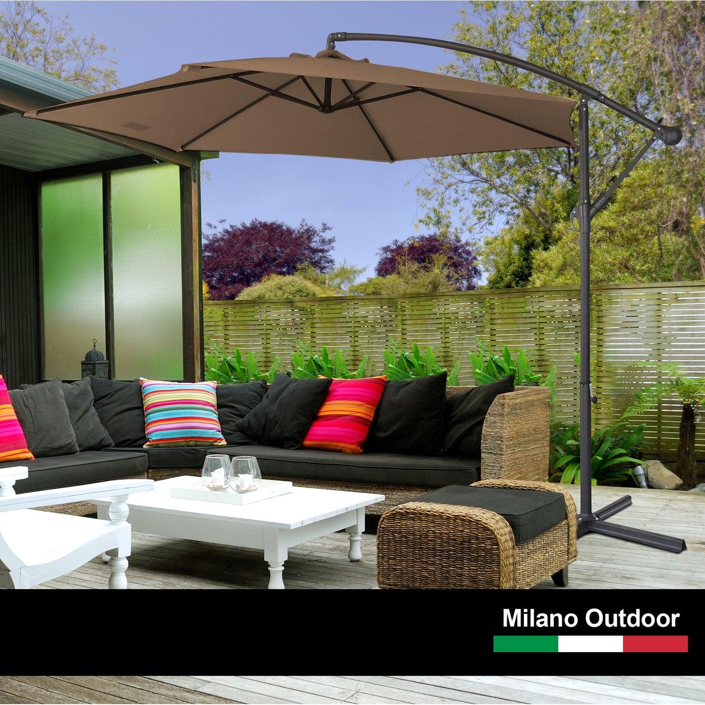 Buy Milano 3M Outdoor Umbrella Cantilever With Protective Cover Patio Garden Shade - Latte discounted | Products On Sale Australia